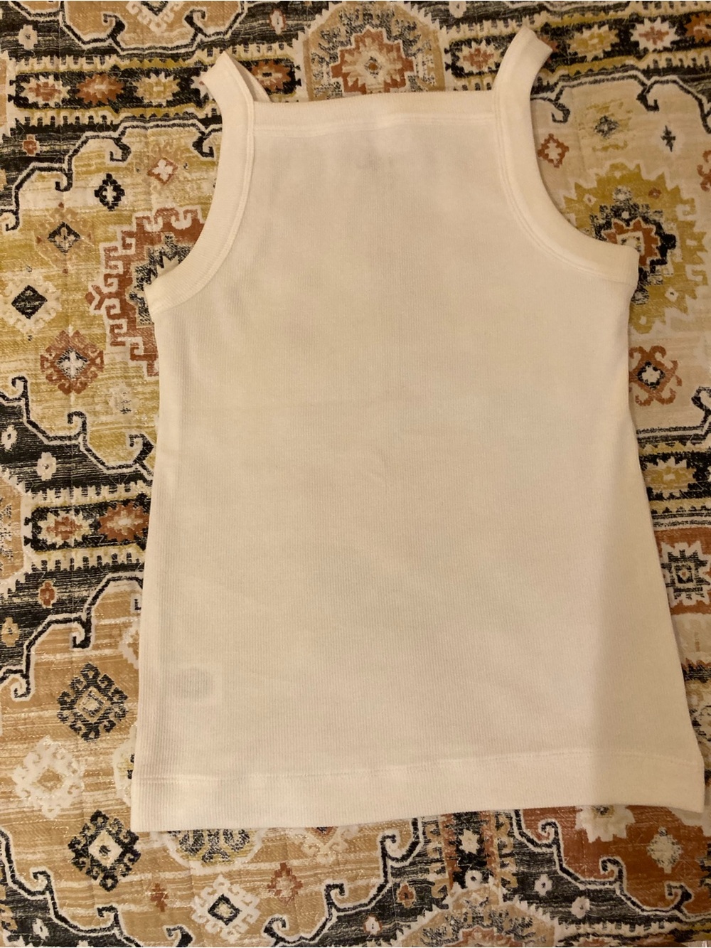 LOFT White Ribbed Square Neck Tank Top